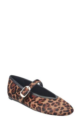 Marc Fisher Godealy Genuine Calf Hair Mary Jane Flat in Med Brown at Nordstrom, Size 6.5
