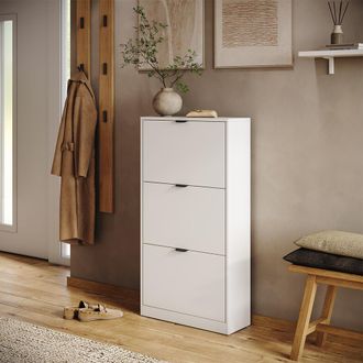 Vicco Zapatera Abatible Gizmo, Blanco, 59 X 112 Cm Con 3 Compartimentos, Vicco