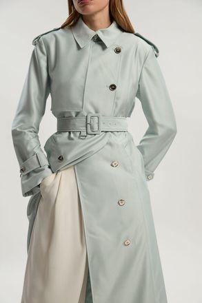 Karen Millen Womens Soft Signature Trench Coat - Pale Blue - Size 14 UK