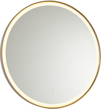 QAZQA Moderno Espejo de baño oro rosa 70 cm con led y atenuador táctil - Miral Vidrio /Aluminio Redonda Incluye led Max. 1 x 22 Watt - Qazqa