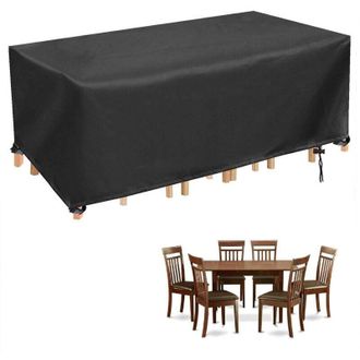 OEM Funda Impermeable Para Mesa De Jard&iacute;n De 6 A 8 Plazas, 250 X 210 X 90 Cm, Negra, Poli&eacute;ster Recubierto De Pvc