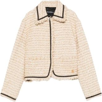 Karl Lagerfeld Jasje met gerafelde rand - Dames - Blazers - Beige - XS - Tweed - Jassen