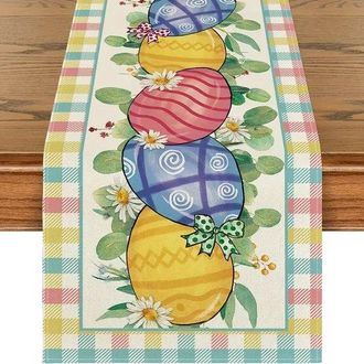 OEM Camino Camino Pascua, Pascua, Camino Pascua, Camino Pascua, Camino Pascua, Bonito Mantel Lino Pascua, R&uacute;stica Fiestas 72 X 13 Pulgadas, Pascua