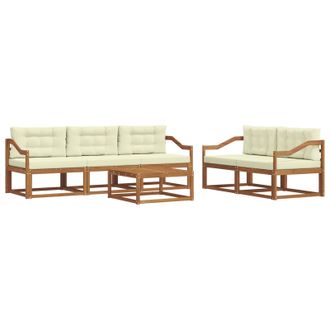 vidaXL Conjunto De Sof&aacute;s De Exterior Con Coj&iacute;n 6 Pcs Natural Y Crema Vidaxl