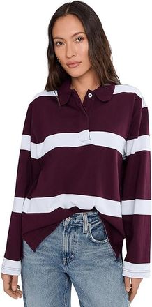 Madewell Casual Cotton Polo Womens Clothing Oversized Rugby Stripe Dark Pom : XL (Womens 14-16)