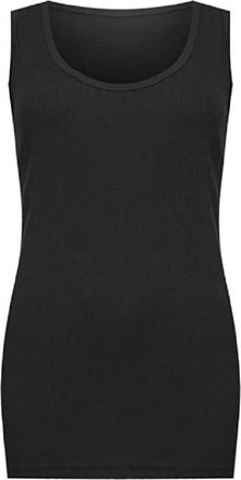 Maya Plus Size Womens Plain Ribbed Ladies Sleeveless Scoop Neck Vest Top - 14-32 (18, Black)