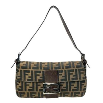 Fendi Pre-owned Shoulder Bags, female, Brown, Size: ONE SIZE Pre-owned Canvas Shoulder Bag