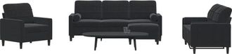 vidaXL Vidaxl - Juego De Sof&aacute;s Con Cojines 4 Piezas Terciopelo Negro