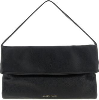 Elisabetta Franchi Logo Schoudertas - Dames - Schoudertassen - Zwart - ONE Size - Leer - Tassen