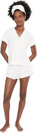 PJ Salvage Pointelle Essentials Pajama Set Womens Pajama Sets Ivory : LG (US 10-12), Elastane/Polyester