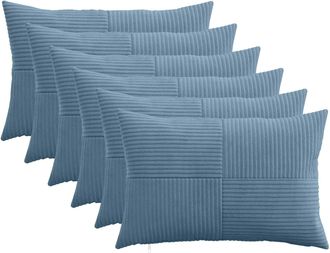 vidaXL Funda De Almohada 6 Pcs Almelo Azul 40 X 60 Cm Pana Vidaxl