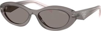 Prada Sunglasses Oval Full Rim, Transparent Grey Frame And Opal Grey Lens Pr26Zs20F80Q