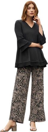 Jessica London Ruffle Layered Sleeve Top in Black at Nordstrom, Size Medium