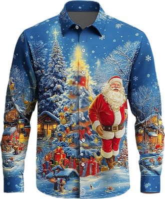 Generic Christmas Shirts Mens Long Sleeve, Xmas Shirts for Men UK Cotton Christmas Shirt Mens Tee Tee for Men Adult Multi Pack Mens Formal Multipack Long Slee