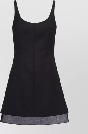 Prada layered hem wool dress with scoop neckline