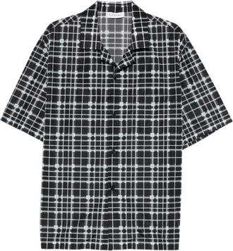 Lanvin Shirt met ruitpatroon - Heren - Korte mouwen Overhemden - Zwart - L - Leer - Overhemden
