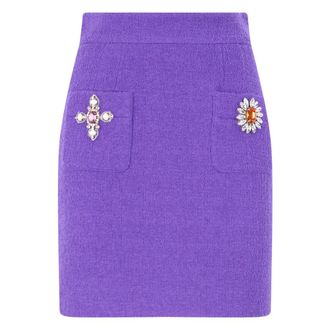 Moschino Kokert met decoratieve sieraden - Dames - Rokken - Paars - Maat: S Wol