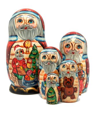 G.Debrekht Designocracy Christmas Workshop Santa 5-Piece Nested Doll G. DeBrekht