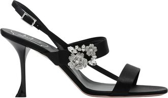 Roger Vivier Schoenen, Dames, Zwart, 41 EU, Satijn, Mini Bouquet Sandal 85mm