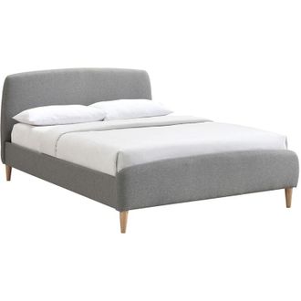 Miliboo Miliboo - Letto design in tessuto Grigio legno 140 x 200 niels