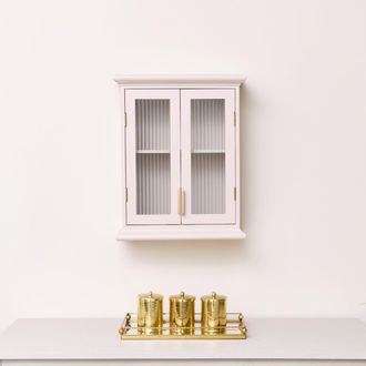 Melody Maison Pink Reeded Glass Wall Cabinet in Light Pink