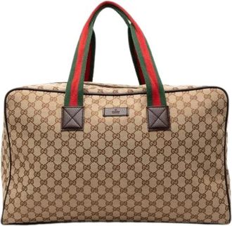 Gucci Pre-owned Travel Bag - unisex - Vintage Weekendtas - Beige - ONE Size - Leer - Vintage