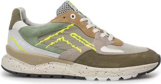 Floris Van Bommel Prachtige Van Bommel sneaker olijfgroen textiel met print