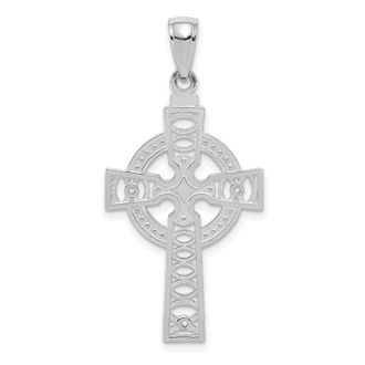 Diamond2Deal 14k Gold Celtic Cross with Eternity Circle Pendant