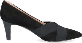 Peter Kaiser Black Pointed Toe Subtle Strap Detail Leather Dress Pumps