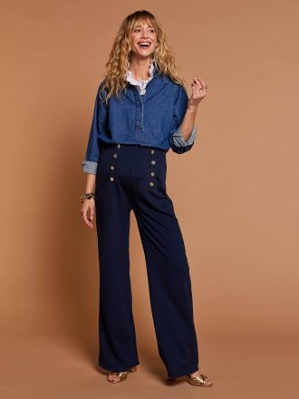 Envie de Fraise Umstandshose mit goldenen Zierkn&ouml;pfen ENVIE DE FRAISE marine