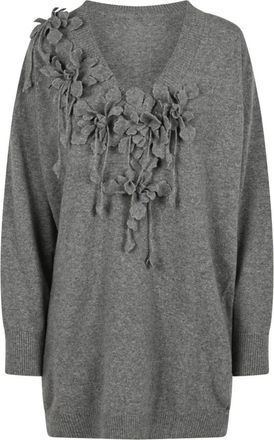 Alberta Ferretti Extrafine Merinos Wol Jurk - Dames - Truien - Grijs - Maat: S Wol