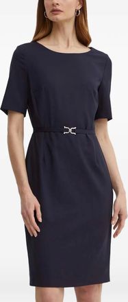 BOSS belted midi dress - women - Virgin Wool/Viscose/Polyester - 40 - Blue