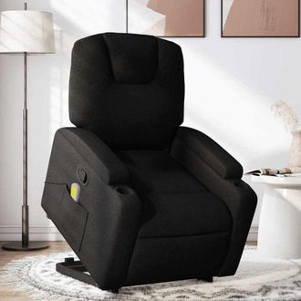 vidaXL Sill&oacute;n Reclinable De Masaje Elevable Tela Negro Vidaxl