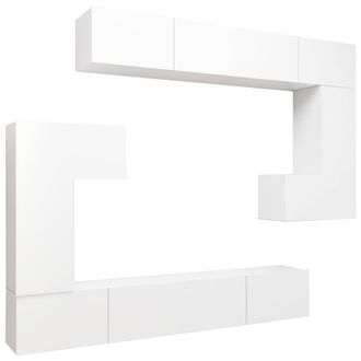 vidaXL Vidaxl - Set De Muebles Para Tv 8 Piezas Madera Contrachapada Blanco
