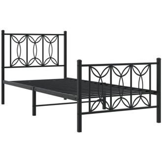 vidaXL Vidaxl - Estructura Cama Sin Colch&oacute;n Con Estribo Metal Negro 90x200 Cm