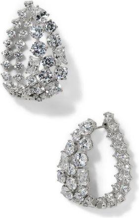 Nadri Mojito Hinge Hoop Earrings in Rhodium at Nordstrom