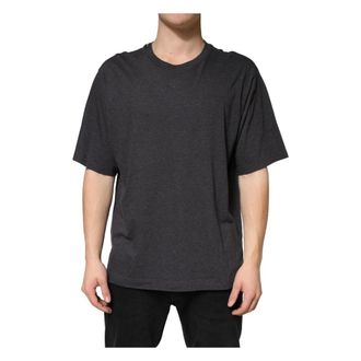 Dolce & Gabbana T-Shirts, male, Gray, Size: 2XL Dolce & Gabbana Dark Grey Cotton Crewneck Short Sleeve