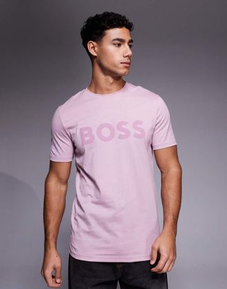 Boss Orange by Hugo Boss Thinking - T-shirt viola chiaro con logo sul petto