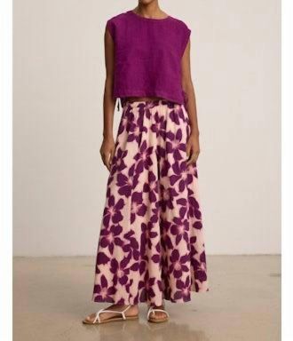 Velvet Tavia Linen Top In Grapes