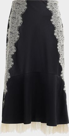 Cinq &agrave; Sept Esme Lace Satin Liore Midi Skirt