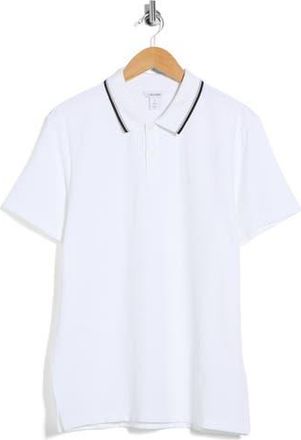 Calvin Klein Tipped Collar Cotton Blend Polo in Bright White at Nordstrom Rack, Size Xx-Large