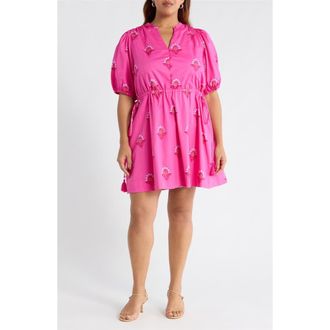 Sugarlips Scarlett Floral Hesper Minidress in Fuchsia-Pinks at Nordstrom, Size 3 X