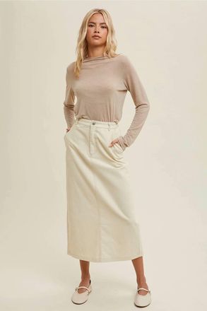 Wishlist Split Second Corduroy Midi Skirt In Cream