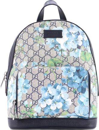 Gucci Zip Pocket Blooms Print GG Coated Canvas Small backpack - Blauw