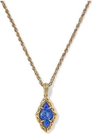 Kendra Scott Adeline Short Pendant Womens Necklace Womens Necklace Vintage Gold Blue Lapis, Brass/Gold-Plated
