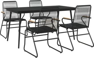 vidaXL Juego De Comedor De Jard&iacute;n 5 Piezas Rat&aacute;n Pvc Negro Vidaxl