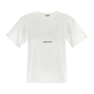Saint Laurent T-Shirts, female, White, M, Cotton Logo T-Shirt