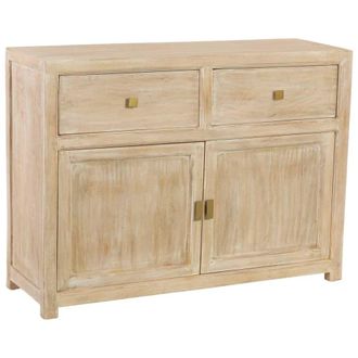 Wanderlust Deco Aparador de madera beige 2 puertas y 2 cajones 120x40x88h cm