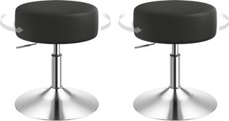 Woltu Juego De 2 Taburetes De Bar Sin Respaldo, Asiento De Piel Sint&eacute;tica, Altura Regulable, Color Negro - Woltu