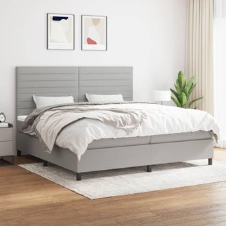 vidaXL Vidaxl - Cama Box Spring Con Colch&oacute;n Tela Gris Claro 200x200 Cm